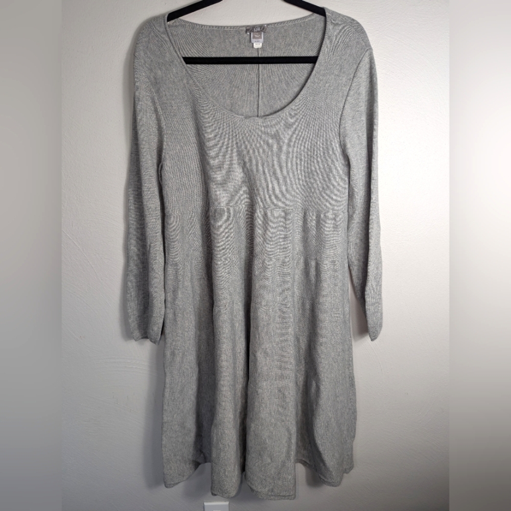 L J. Jill Grey Cotton Nylon Silk Blend Sweater Dress